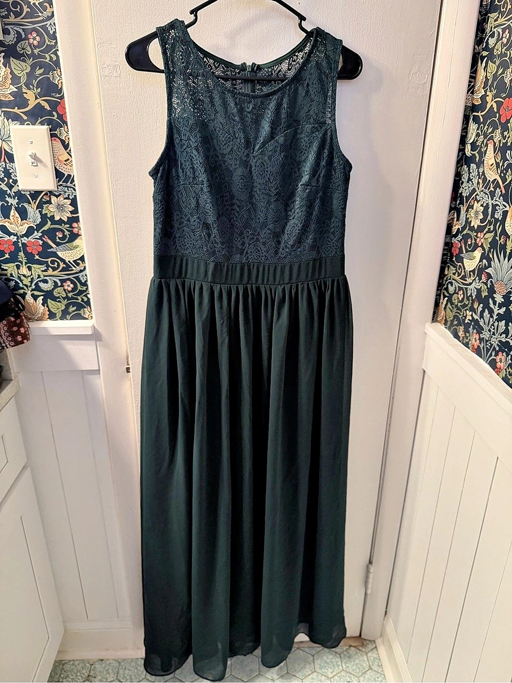 Dressystar Floral Lace Maxi Dress in Green